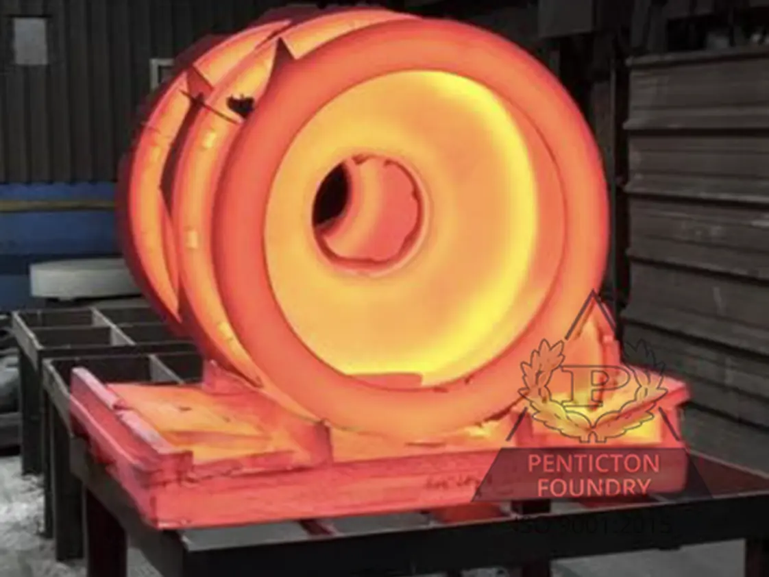 Heat treating a chrome white iron housing for a hydraulic fracturing mixing tub Heat treating a chrome white iron housing for a hydraulic fracturing mixing tub